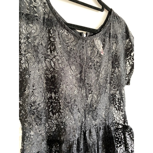 Ransom Black Lace Baby Doll Tee with Zipper on Back - Size XL - Picture 2 of 4
